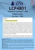 LCP4801 Assignment 2 &lpar;ANSWERS&rpar; Semester 1 2026 - DISTINCTION GUARANTEED&period;