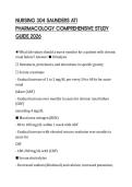 NURSING 304 SAUNDERS ATI PHARMACOLOGY COMPREHENSIVE STUDY GUIDE 2026