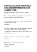NURSING 326 PSYCHIATRIC MENTAL HEALTH NURSING TESTS 1 2 PREMIUM STUDY GUIDE ALL CORRECT 2026