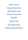 WGU D115 Comprehensive Questions and Answers &lpar;Latest Update &lpar;2025-26&rpar; &lpar;61 Questions Answered&rpar; ACTUAL