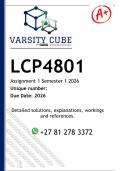 LCP4801 Assignment 2 &lpar;DETAILED ANSWERS Semester 1 2026 - DISTINCTION GUARANTEED