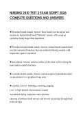 NURSING 2410 TEST 3 EXAM SCRIPT 2026 COMPLETE QUESTIONS AND ANSWERS