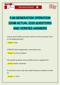PJM GENERATION OPERATION EXAM ACTUAL 2026 QUESTIONS AND VERIFIED ANSWERS