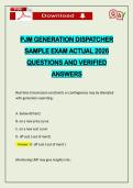 PJM GENERATION DISPATCHER SAMPLE EXAM ACTUAL 2026 QUESTIONS AND VERIFIED ANSWERS