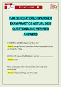 PJM GENERATION DISPATCHER EXAM PRACTICE ACTUAL 2026 QUESTIONS AND VERIFIED ANSWERS