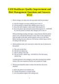 C430 Healthcare Quality Improvement and Risk Management Questions and Answers WGU