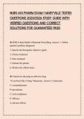 NURS 615 PHARM EXAM 1 MARYVILLE TESTED QUESTIONS 2025&sol;2026 STUDY GUIDE WITH VERIFIED QUESTIONS AND CORRECT SOLUTIONS FOR GUARANTEED PASS