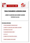 TEXAS PARAMEDIC LICENSING EXAM   &lpar;NREMT-P&rpar; QUESTIONS AND CORRECT ANSWERS  RATIONALES 2025 Q&A