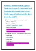 Minnesota Commercial Pesticide Applicator  Certification Category J  Structural Pest Control  Examination Questions And Correct Answers  &lpar;Verified Answers&rpar; Plus Rationales 2026 Q&A &vert;  Instant Download Pdf