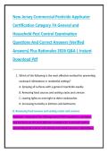 New Jersey Commercial Pesticide Applicator  Certification Category 7A General and  Household Pest Control Examination  Questions And Correct Answers &lpar;Verified  Answers&rpar; Plus Rationales 2026 Q&A &vert; Instant  Download Pdf
