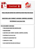 TEXAS BOILER INSPECTOR CERTIFICATION PRACTICE EXAM    QUESTIONS AND CORRECT ANSWERS &lpar;VERIFIED ANSWERS&rpar;  RATIONALES 2025&vert;2026 Q&A