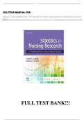 Solution Manual &ndash; Statistics for Nursing Research&colon; A Workbook for Evidence-Based Practice 3rd Edition &lpar;Latest&rpar; &vert; Susan K&period; Grove Complete Solutions&period;