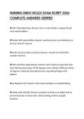NURSING ENDO NCLEX EXAM SCRIPT 2026 COMPLETE ANSWERS VERIFIED