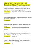 Bio 180 Unit 1 &lpar;Lectures 1-6&rpar; Exam Questions With 100- Verified Answers&period;docx