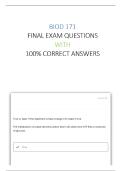 BIOD 171  FINAL EXAM QUESTIONS WITH 100&percnt; CORRECT ANSWERS