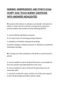 NURSING JURISPRUDENCE AND ETHICS EXAM SCRIPT 2026 TEXAS NURSES QUESTIONS WITH ANSWERS HIGHLIGHTED