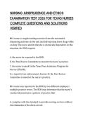 NURSING JURISPRUDENCE AND ETHICS EXAMINATION TEST 2026 FOR TEXAS NURSES COMPLETE QUESTIONS AND SOLUTIONS VERIFIED