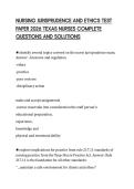 NURSING JURISPRUDENCE AND ETHICS TEST PAPER 2026 TEXAS NURSES COMPLETE QUESTIONS AND SOLUTIONS