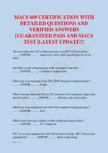 MACS 609 CERTIFICATION WITH  DETAILED QUESTIONS AND  VERIFIED ANSWERS  &lbrace;GUARANTEED PASS AND MACS  TEST &vert;LATEST UPDATE&excl;&excl;&excl;