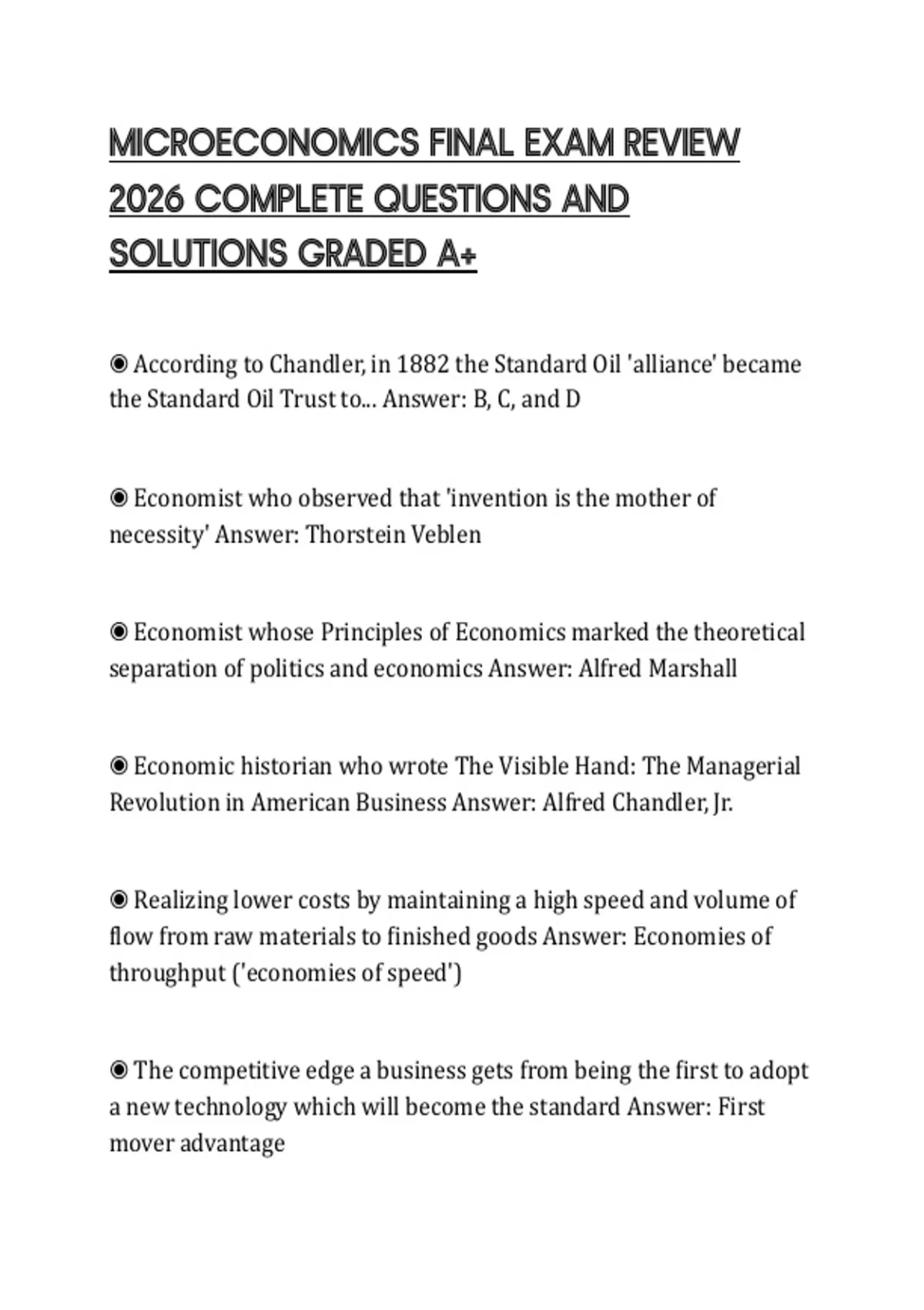 MICROECONOMICS FINAL EXAM REVIEW 2026 COMPLETE QUESTIONS AND SOLUTIONS ...