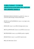 FLORIDA PHARMACY TECHNICIAN CERTIFICATION EXAM PAPER 2026 QUESTIONS WITH ANSWERS GRADED A&plus;