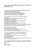 ML4T FINAL QUESTIONS WITH VERIFIED ACCURATE ANSWERS 2026