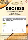 DSC1630 Assignment 2 &lpar;COMPLETE ANSWERS&rpar; Semester 1 2026 - DUE March 2026