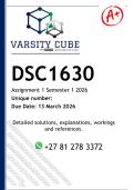 DSC1630 Assignment 1 &lpar;DETAILED ANSWERS Semester 1 2026 - DISTINCTION GUARANTEED