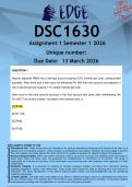 DSC1630 Assignment 1 &lpar;ANSWERS&rpar; Semester 1 2026 - DISTINCTION GUARANTEED