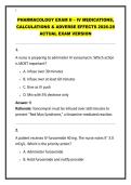 PHARMACOLOGY EXAM II &ndash; IV MEDICATIONS&comma; CALCULATIONS & ADVERSE EFFECTS