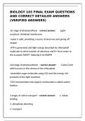 Biology 103 Final Exam Questions&colon; Correct Detailed Answers &lpar;Verified&rpar;