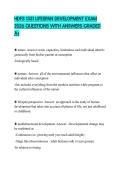 HDFS 1351 LIFESPAN DEVELOPMENT EXAM 2026 QUESTIONS WITH ANSWERS GRADED A&plus;