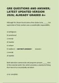 GRE Questions & Answers&colon; Latest Updated Version 2026 &lpar;Already Graded A&plus;&rpar;