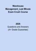 Warehouse Management Last Minute Exam Crush Course &ndash; Quick Revision Guide