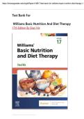 Test Bank - Williams' Basic Nutrition & Diet Therapy 17th Edition Author&colon; Staci Nix McIntosh&comma;All Chapters Included&lbrack;1-23&rsqb; Completely Covered A&plus; Study Guide Newest Version GUARANTEED PASS&period;