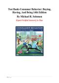 Test Bank For Consumer Behavior&colon; Buying&comma; Having&comma; and Being 14th Edition All Chapters by Michael R&period; Solomon