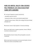NURS 202 MENTAL HEALTH VSIM GEORGE PALO FEEDBACK LOG 2026 EXAM STUDY GUIDE WITH ANSWERS