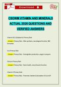 CSOWM VITAMIN AND MINERALS ACTUAL 2026 QUESTIONS AND VERIFIED ANSWERS