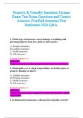 Property & Casualty Insurance License  Exam Test Exam Questions and Correct  Answers &lpar;Verified Answers&rpar; Plus  Rationales 2026 Q&A
