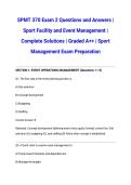 SPMT 370 Exam 2 Questions and Answers &vert; Sport Facility and Event Management &vert; Complete Solutions &vert; Graded A&plus;&plus; &vert; Sport Management Exam Preparation