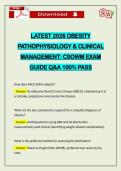 LATEST 2026 OBESITY PATHOPHYSIOLOGY & CLINICAL MANAGEMENT&colon; CSOWM EXAM GUIDE Q&A 100&percnt; PASS
