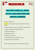 SP&emacr;D SFPC EXAM&colon; ALL AREAS ACTUAL 2026 QUESTIONS AND VERIFIED ANSWERS