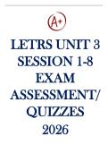 LETRS Unit 3 Session 1-8 Latest Exam updated with complete solutions