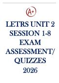 LETRS Unit 2 Session 1-8 Exam latest  updated