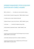 DATABASE MANAGEMENT SYSTEM MCQS EXAM QUESTIONS WITH CORRECT ANSWERS