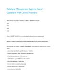 Database Management Systems Exam 1 Questions With Correct Answers&period;