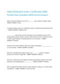Water Distribution Grade 1 Certification ADEQ Practice Exam Questions With Correct Answers 