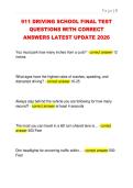 911 DRIVING SCHOOL FINAL TEST  QUESTIONS WITH CORRECT  ANSWERS LATEST UPDATE 2026 