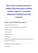 BLD 313 Exam 2 Questions and Answers &vert; Building Construction Systems &vert; Complete Solutions &vert; Graded A&plus;&plus; &vert; Construction Management & Building Science Exam Preparation