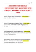 CCS CERTIFIED CLINICAL  SUPERVISOR TEST QUESTIONS WITH  CORRECT ANSWERS LATEST UPDATE  2026